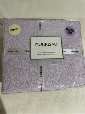 3pc WILLIAM MORRIS lavender Summer QUEEN Duvet Cover Set Cotton Percale new